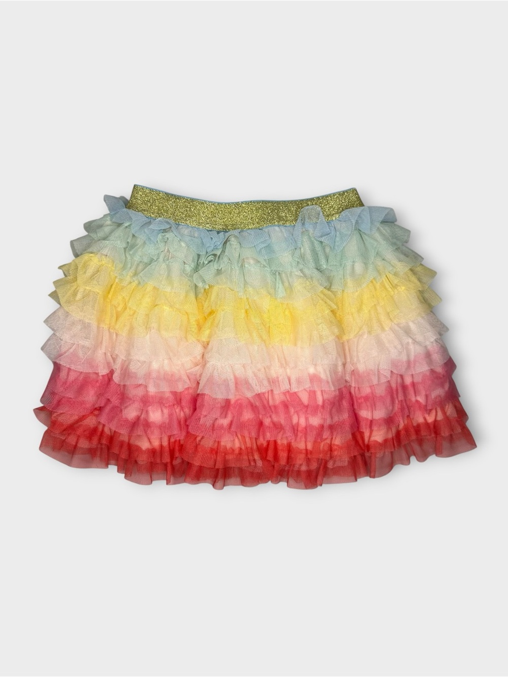 Mini Boden Color Block Rainbow Tiered Tulle Skirt